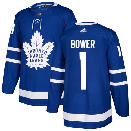 Adidas Men Toronto Maple Leafs #1 Johnny Bower Blue Home Authentic Stitched NHL Jersey->toronto maple leafs->NHL Jersey